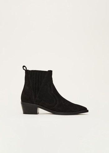 Phase Eight Stitch Detail Suede Boots Black Australia | FV4861027